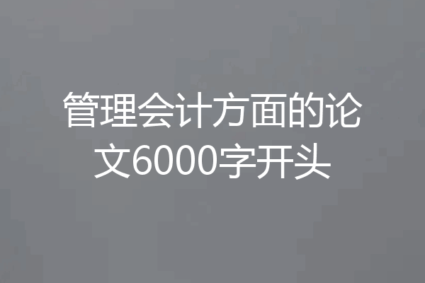管理会计方面的论文6000字开头