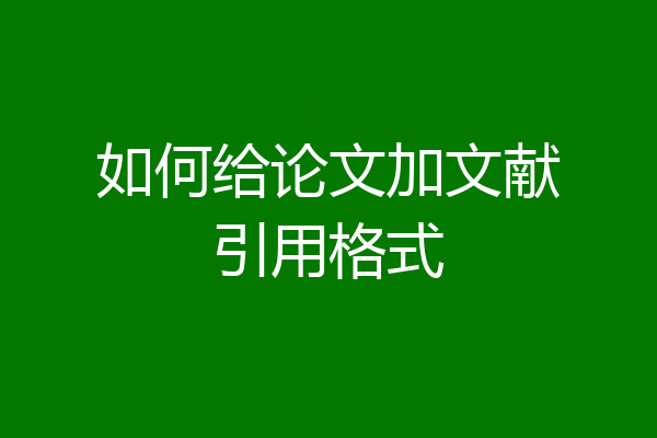如何给论文加文献引用格式