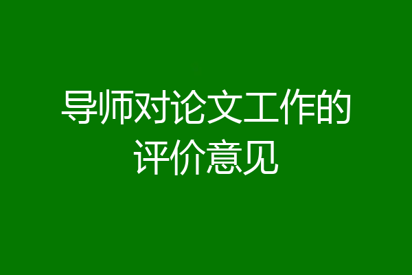 导师对论文工作的评价意见