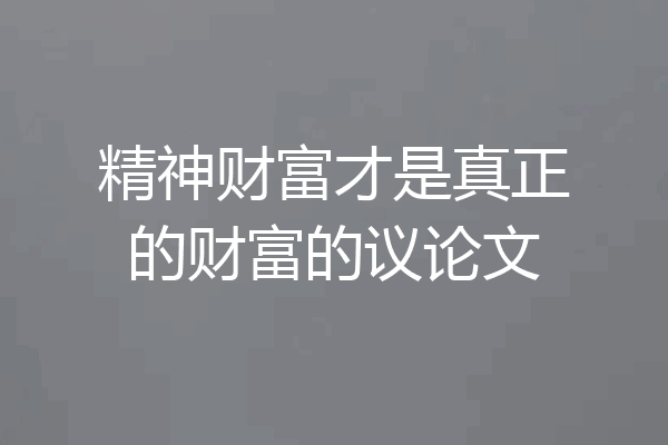 精神财富才是真正的财富的议论文