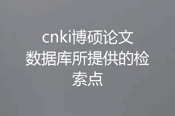 cnki博硕论文数据库所提供的检索点