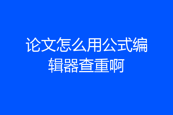 论文怎么用公式编辑器查重啊
