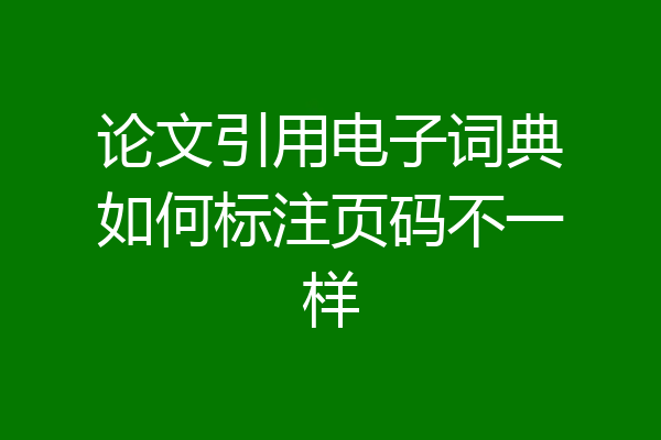 论文引用电子词典如何标注页码不一样