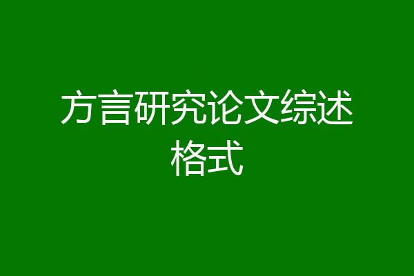 方言研究论文综述格式