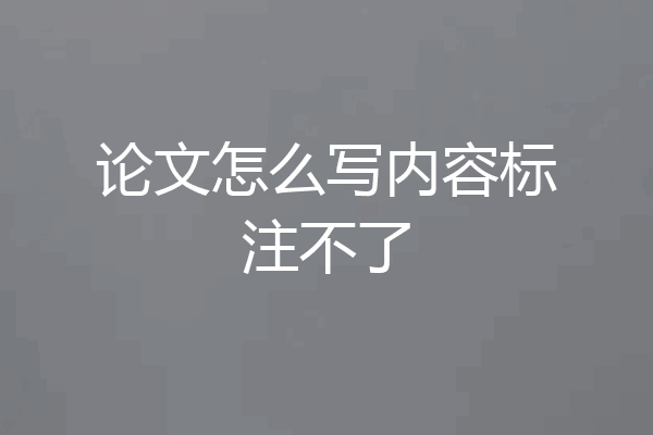 论文怎么写内容标注不了