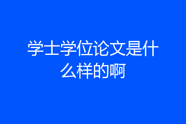 学士学位论文是什么样的啊