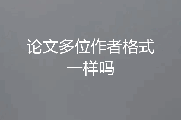 论文多位作者格式一样吗