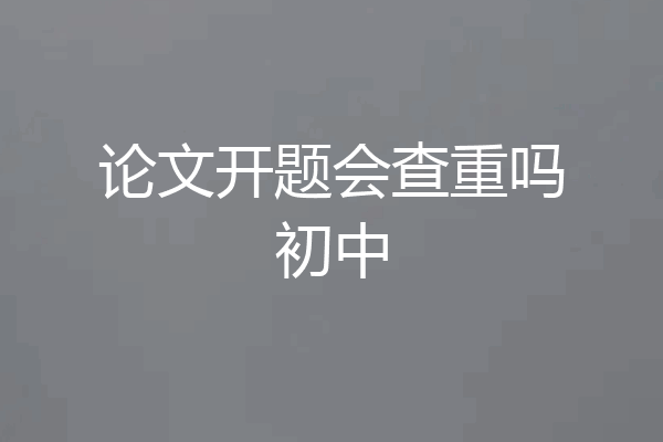 论文开题会查重吗初中