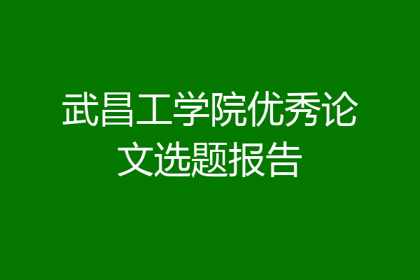 武昌工学院优秀论文选题报告