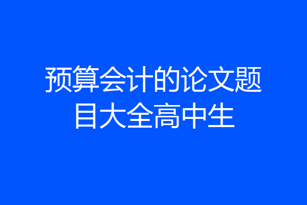 预算会计的论文题目大全高中生