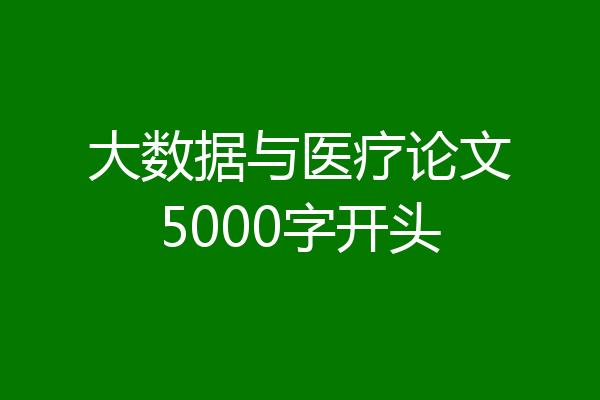 大数据与医疗论文5000字开头