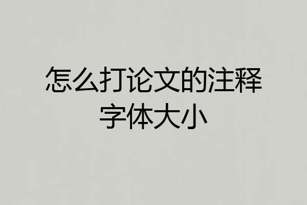 怎么打论文的注释字体大小
