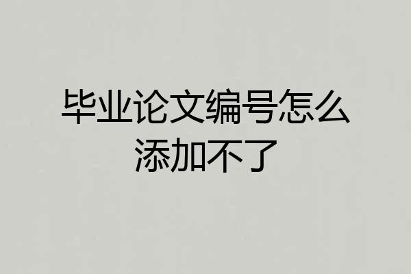 毕业论文编号怎么添加不了