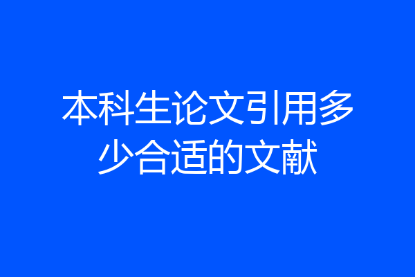 本科生论文引用多少合适的文献