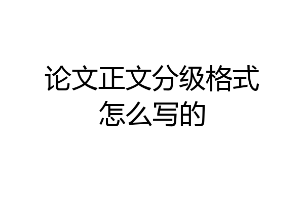 论文正文分级格式怎么写的