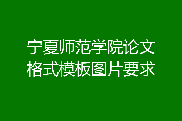宁夏师范学院论文格式模板图片要求
