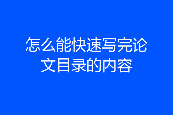 怎么能快速写完论文目录的内容
