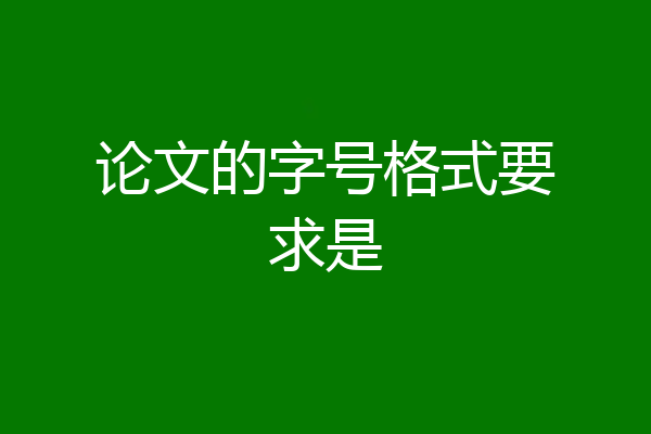 论文的字号格式要求是
