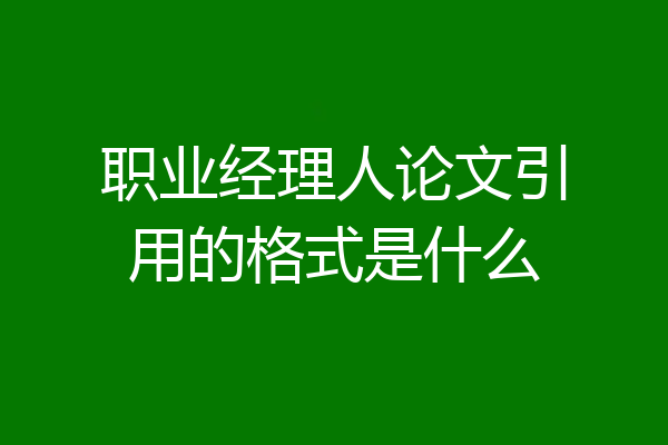 职业经理人论文引用的格式是什么