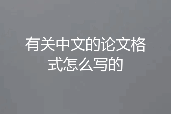 有关中文的论文格式怎么写的