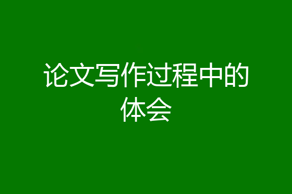 论文写作过程中的体会
