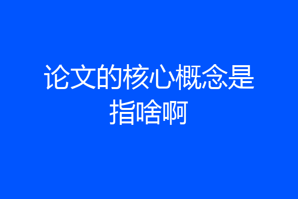论文的核心概念是指啥啊