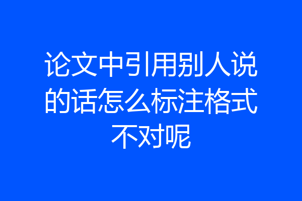 论文中引用别人说的话怎么标注格式不对呢