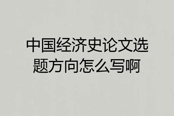 中国经济史论文选题方向怎么写啊