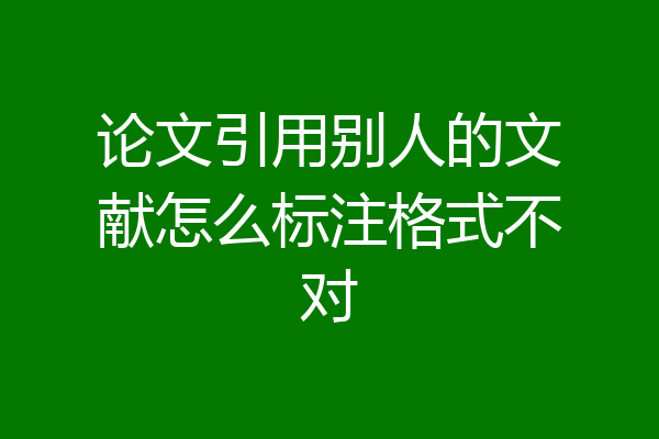 论文引用别人的文献怎么标注格式不对