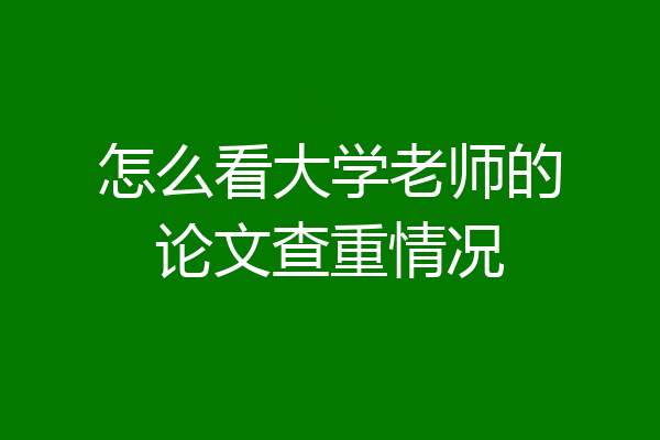 怎么看大学老师的论文查重情况