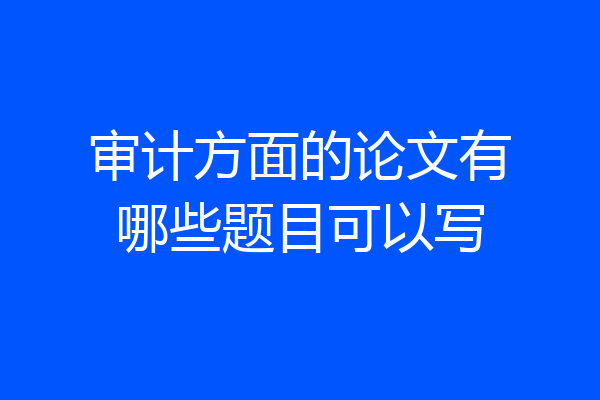 审计方面的论文有哪些题目可以写