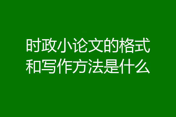 时政小论文的格式和写作方法是什么