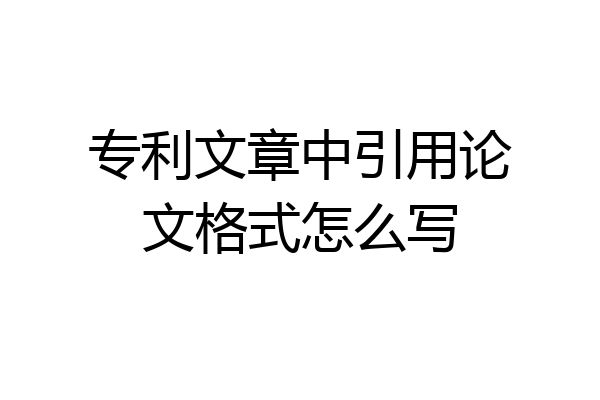 专利文章中引用论文格式怎么写