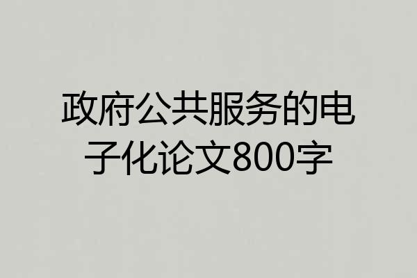 政府公共服务的电子化论文800字