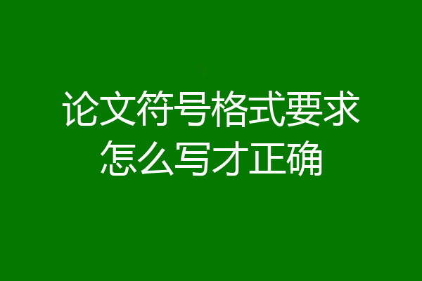 论文符号格式要求怎么写才正确