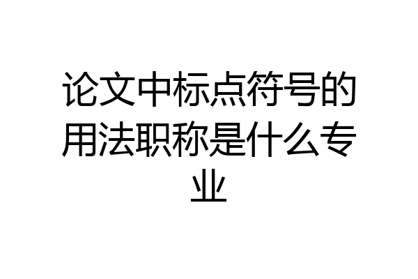 论文中标点符号的用法职称是什么专业
