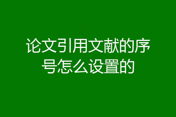 论文引用文献的序号怎么设置的