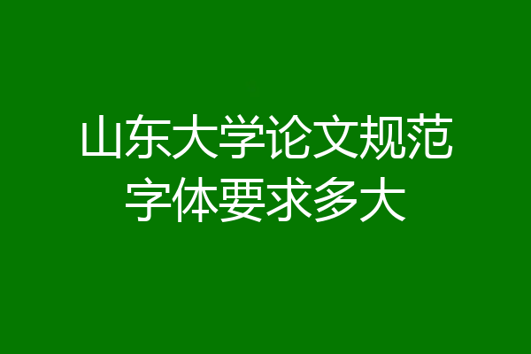 山东大学论文规范字体要求多大