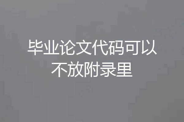 毕业论文代码可以不放附录里