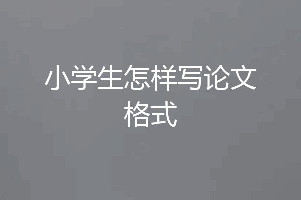 小学生怎样写论文格式