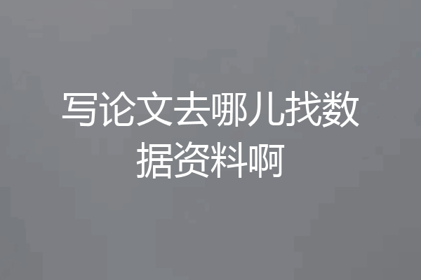 写论文去哪儿找数据资料啊