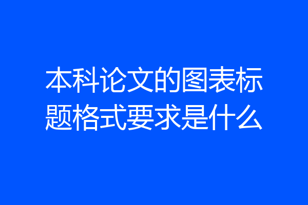 本科论文的图表标题格式要求是什么