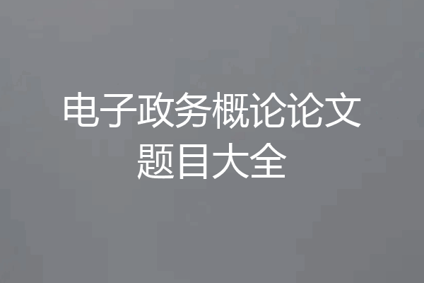 电子政务概论论文题目大全