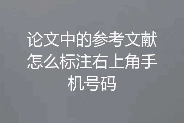 论文中的参考文献怎么标注右上角手机号码