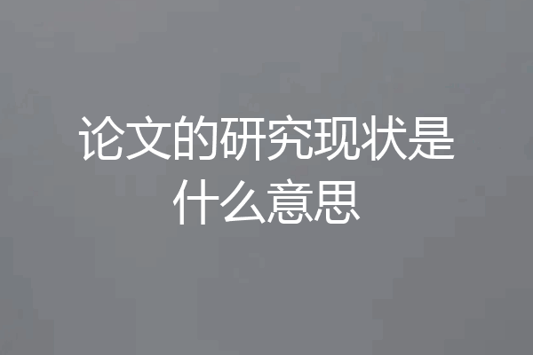 论文的研究现状是什么意思