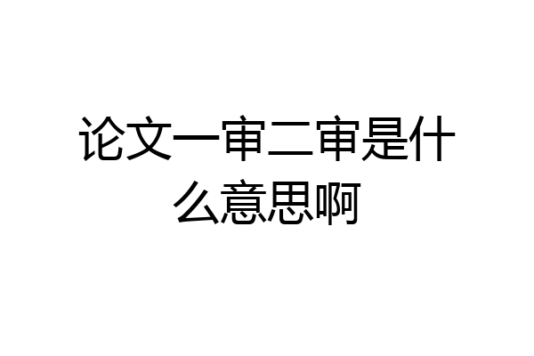 论文一审二审是什么意思啊