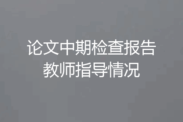 论文中期检查报告教师指导情况