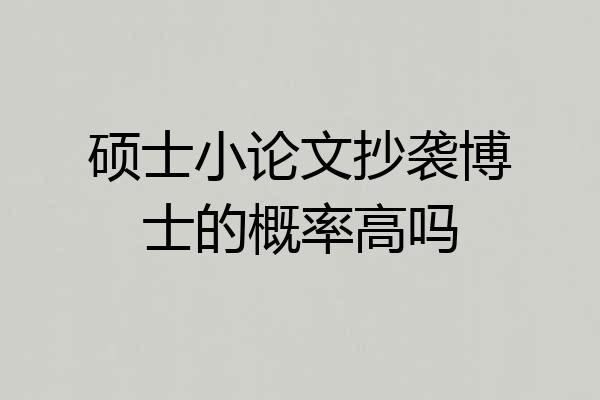 硕士小论文抄袭博士的概率高吗