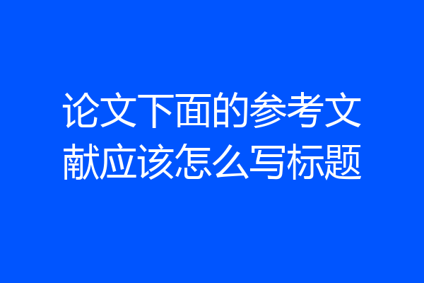 论文下面的参考文献应该怎么写标题