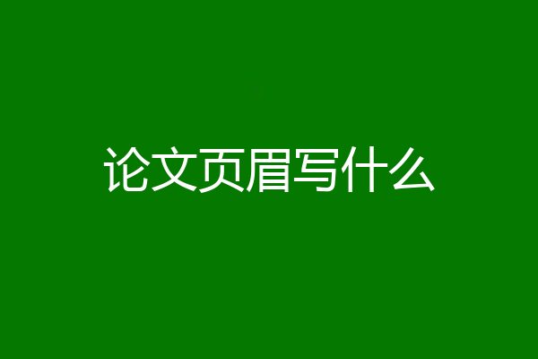 论文页眉写什么